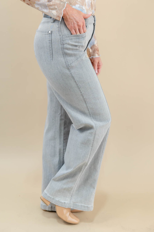 Slay the Gray Front Seam Wide Leg Jeans