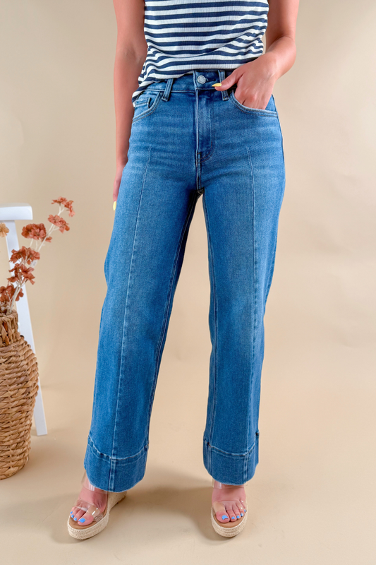 Risk It All Front Seam Trouser Hem Jeans