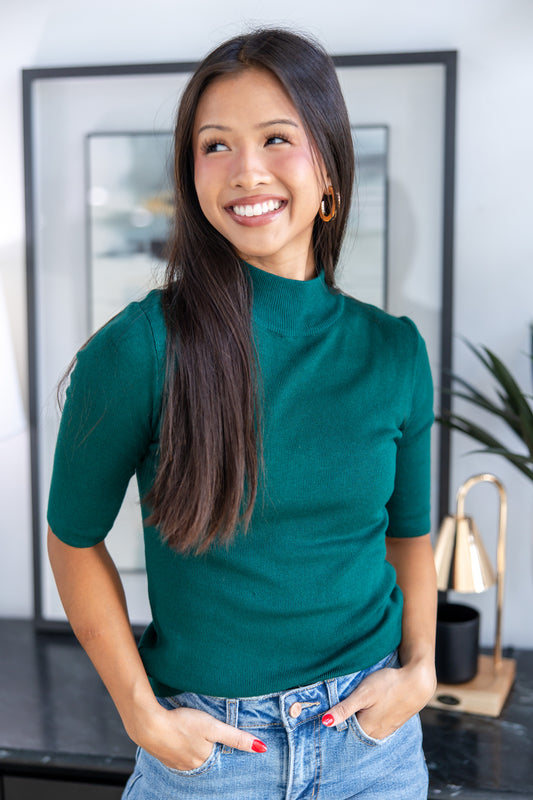 Timeless Touch Short Sleeve Mock Neck Sweater