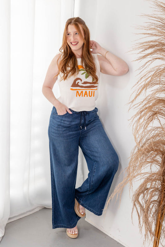 Almost Famous Wide Leg Brushed Denim Jeans
