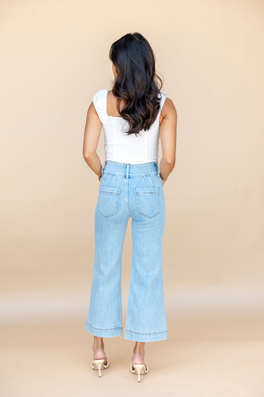 Violets Are Blue Wide Crop Jeans Light Wash