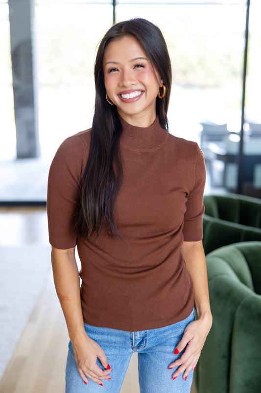 Timeless Touch Short Sleeve Mock Neck Sweater