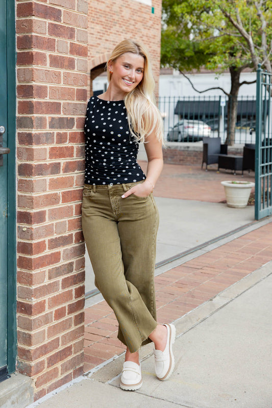 Dirty Martini Wide Leg Crop Olive Jeans *PREORDER*
