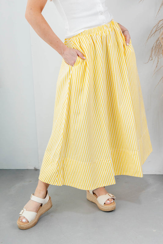 Sweet Escape Vertical Striped A-Line Midi Skirt