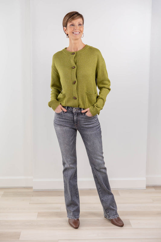 Smoke Show Gray Mid Rise Bootcut Jeans
