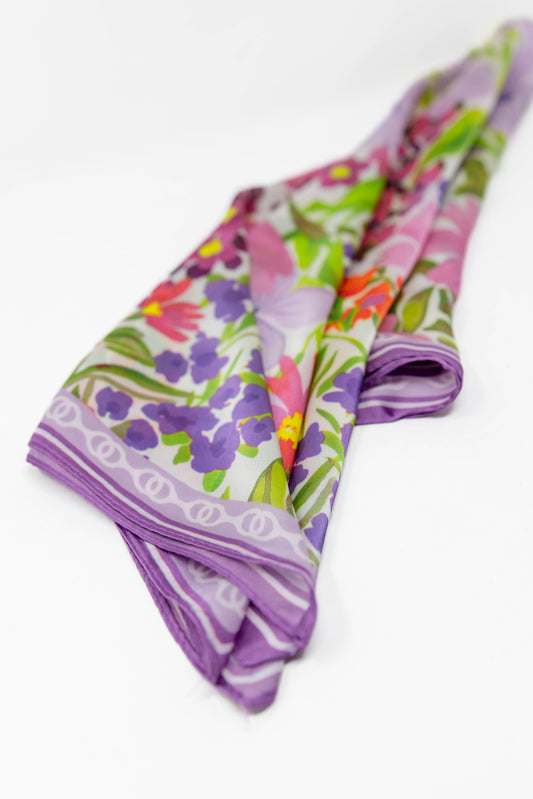 Sugar Bloom Bright Floral Print Square Bandana