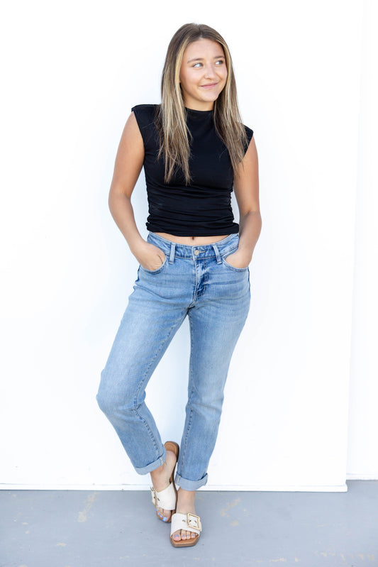 Hot Damn Bleach Wash Boyfriend Jeans