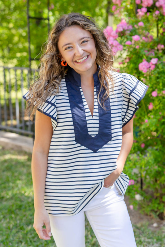 Classic Contrast Short Sleeve Top