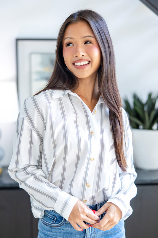Skyline Stripes Button Down Blouse