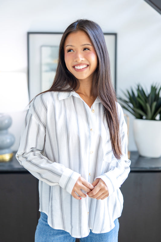 Skyline Stripes Button Down Blouse
