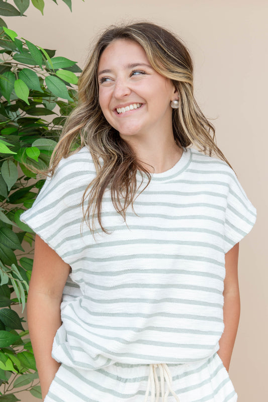 Sprinkle Of Stripes Short Sleeve Top