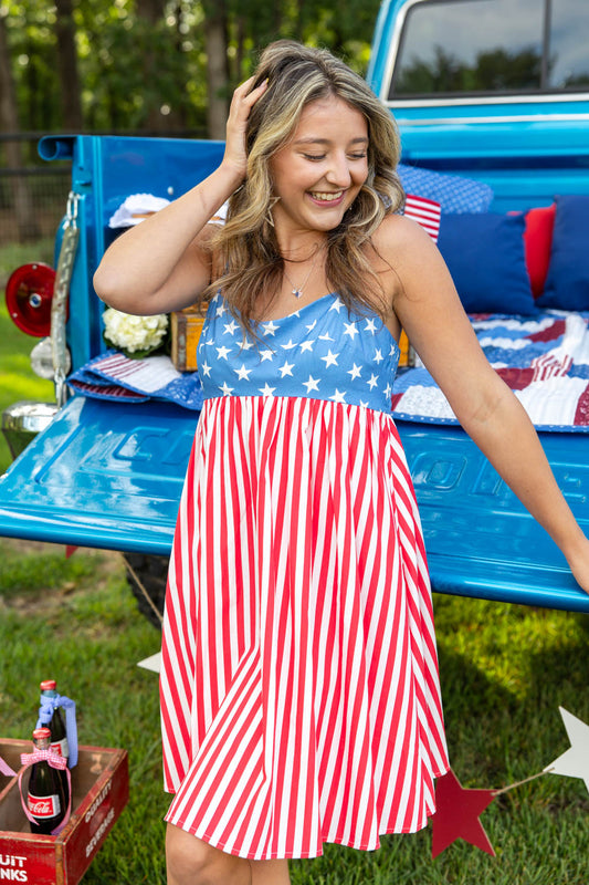 Party In The USA American Flag Cotton Dress