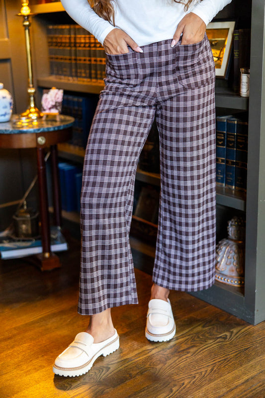 Check It Plaid Patch Pocket Wide Leg Pants