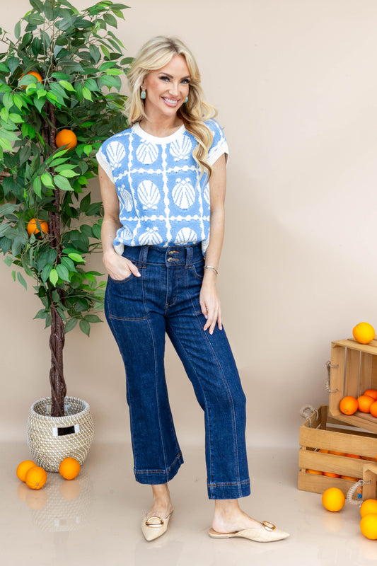 Shell & Tell Cap Sleeve Seashell Knit Top