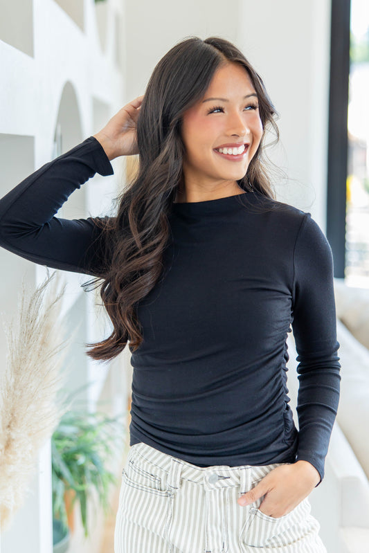 Pulled to Perfection Ruched Long Sleeve Top