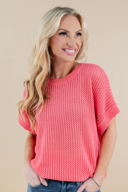 Forever Chic Lightweight Open Weave Dolman Sleeve Sweater