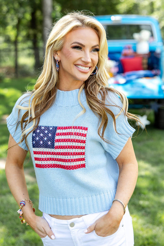 USA Energy American Flag Cotton Blend Sweater