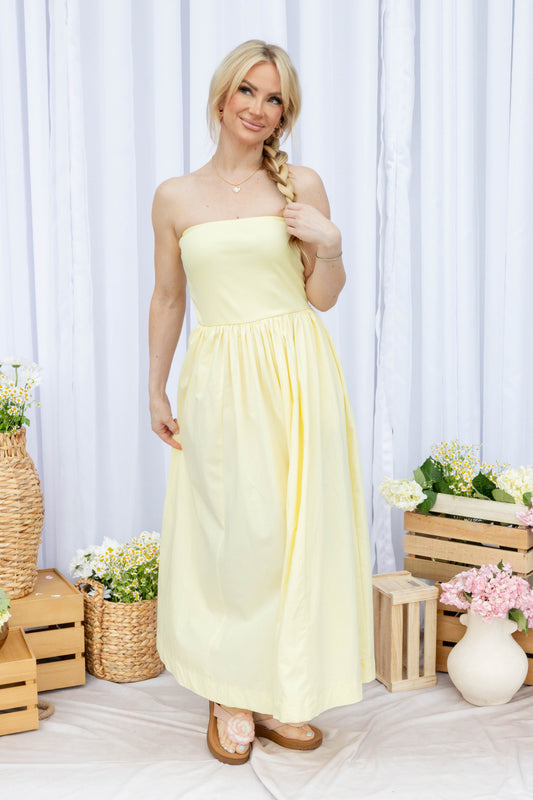 Buttercup Dream Strapless Midi Dress