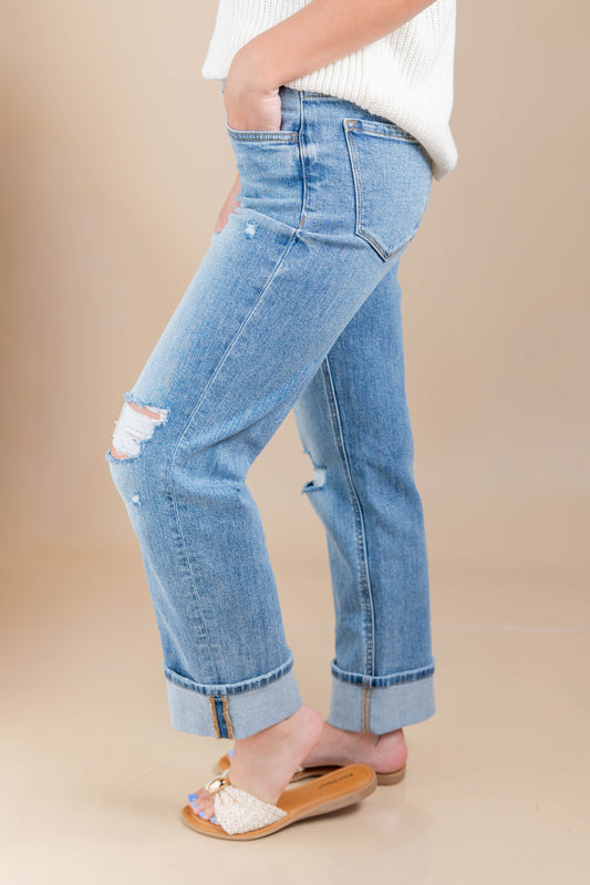 Icon Behavior Distressed Straight Leg Jeans