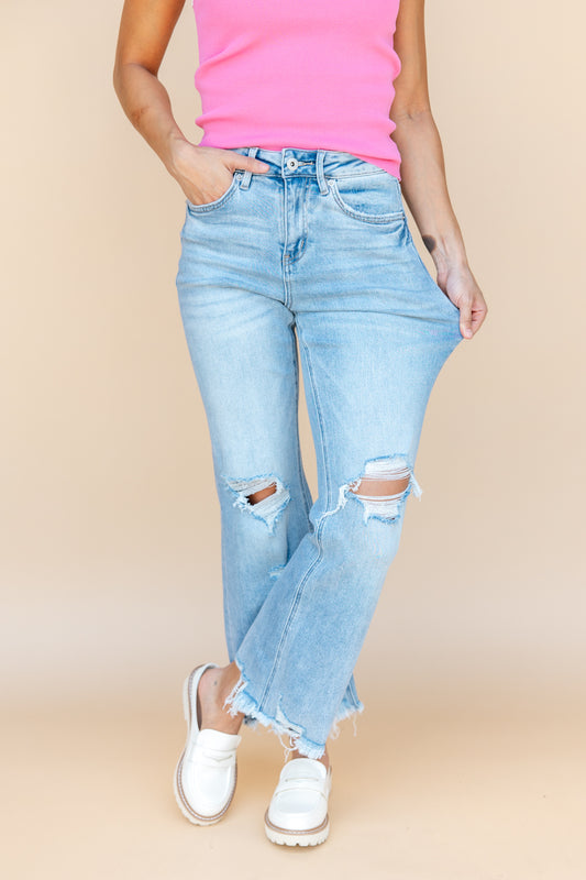 Set The Trend Distressed Jeans Light Wash