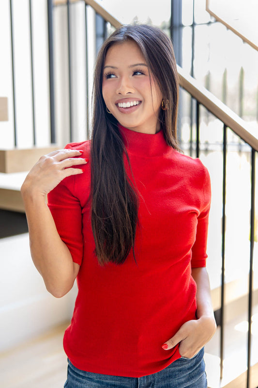 Timeless Touch Short Sleeve Mock Neck Sweater