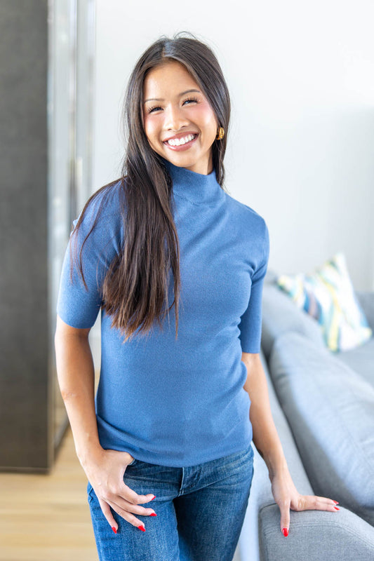 Timeless Touch Short Sleeve Mock Neck Sweater