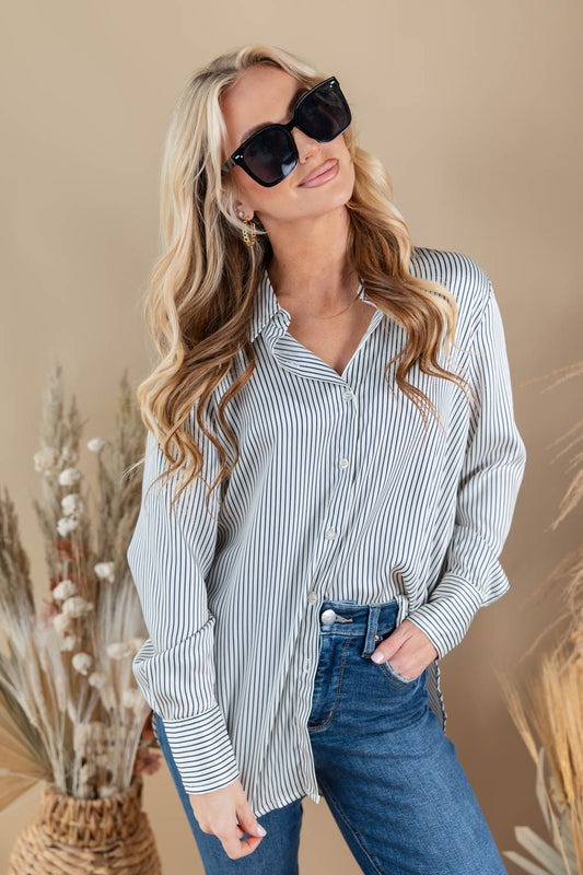 Radiant Lines Long Sleeve Button Down Top