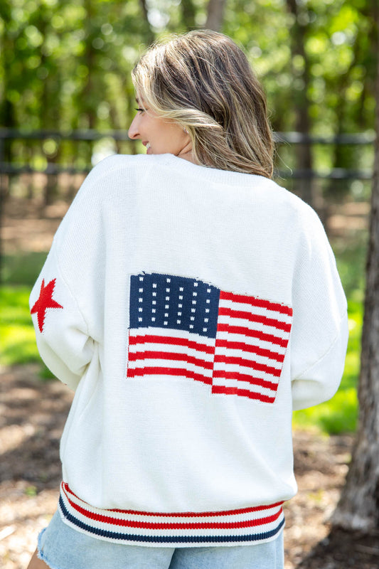 Star Status Americana Long Sleeve Knit Cardigan