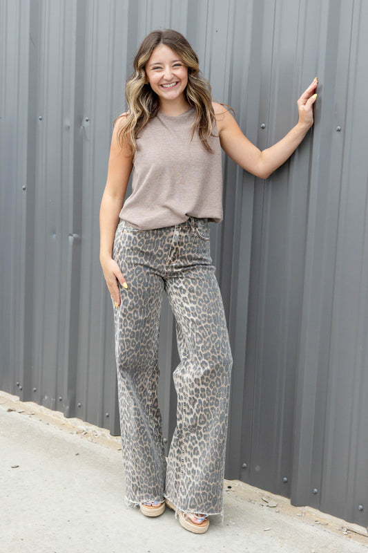 Feline Fever Leopard Wide Leg Jeans