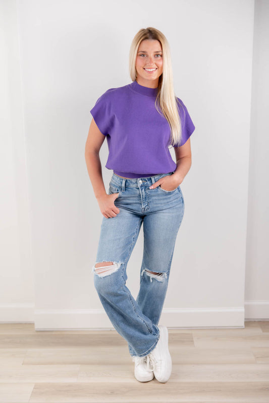 On Repeat Distressed Slim Wide Jeans