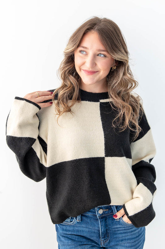 Block It Out Checkered Sweater
