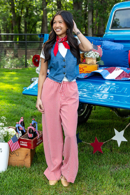 Cottage Cutie Gingham Wide Leg Pants