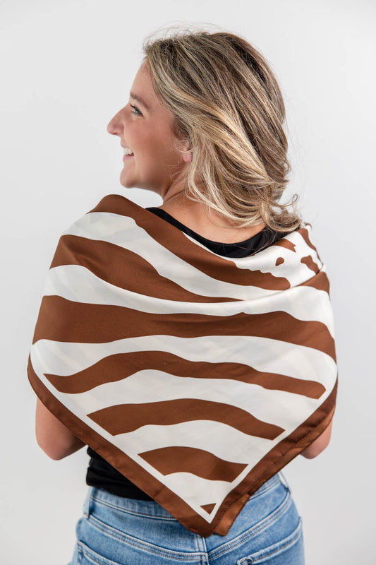 Wild Horizon Oversized Vintage Brown Zebra Print Scarf