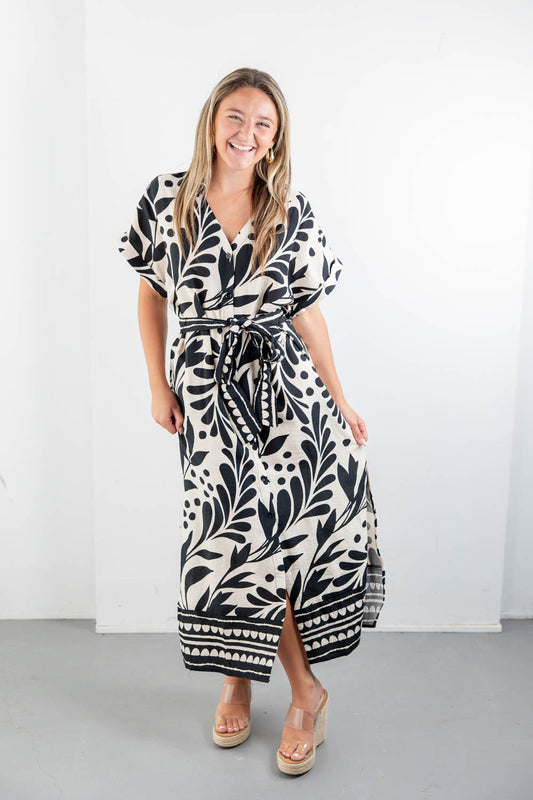 Sunset Social Floral Print Midi Dress