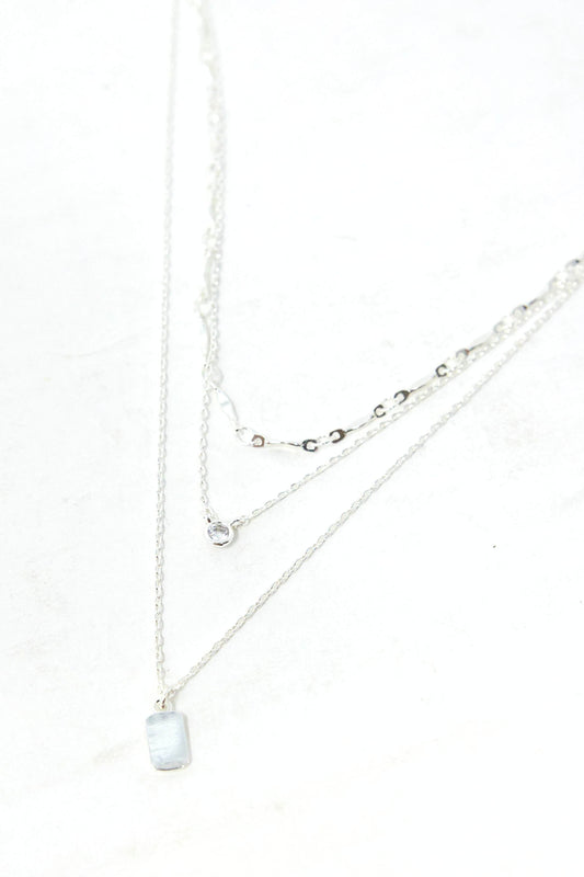 Icy Glow Silver Layered Pendant Necklace