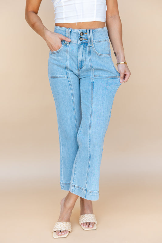 Violets Are Blue Wide Crop Jeans Light Wash