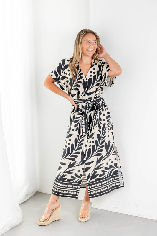Sunset Social Floral Print Midi Dress