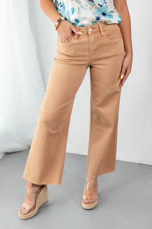 Brown Sugar Babe Wide Leg Crop Jeans