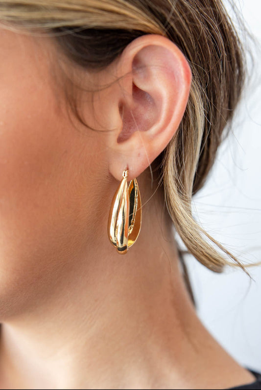 Shine Club Gold Oval Hoop Earrings