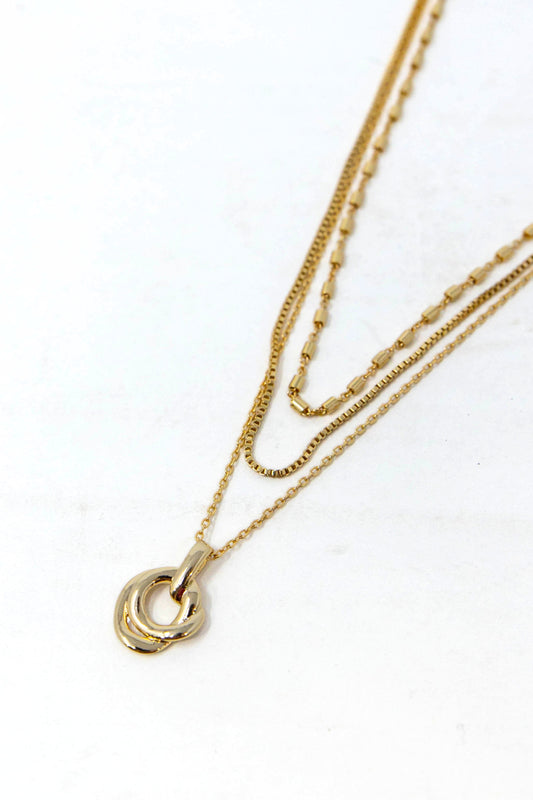 Delicate Love Circle Pendant Layered Necklace
