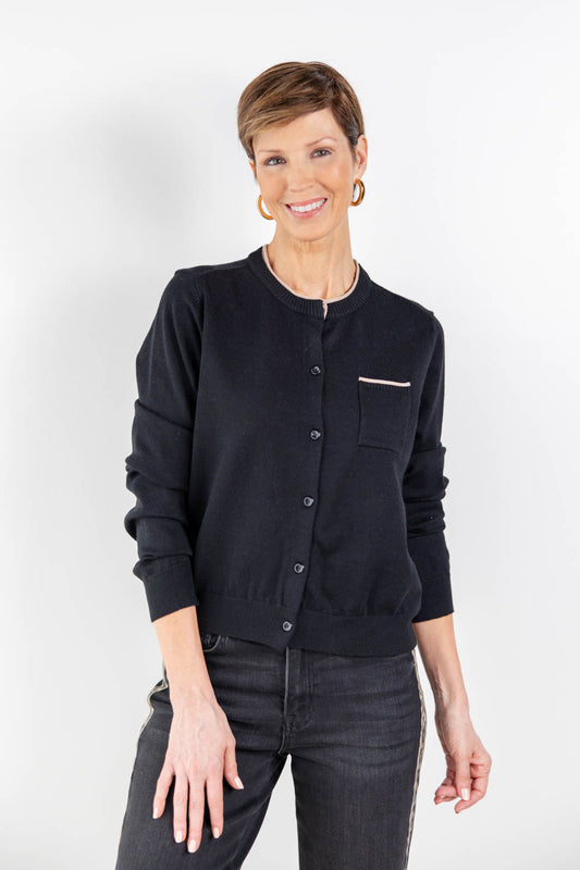 Girl Club Contrast Piping Cardigan Sweater
