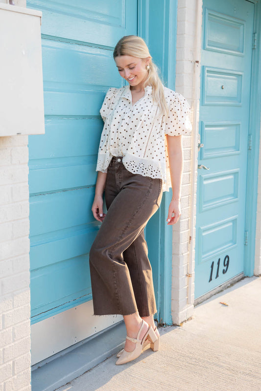 Cocoa Powder Wide Leg Crop Brown Jeans *PREORDER*