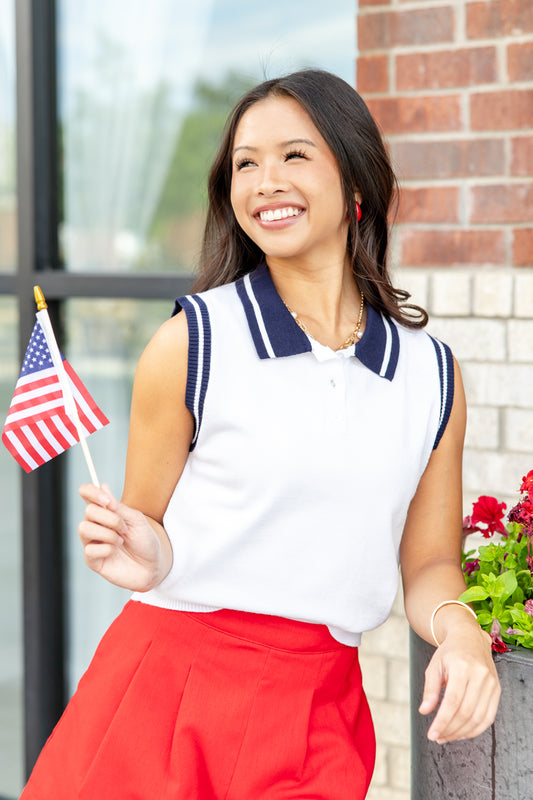 Casual With Class Polo Style Knit Tank Top