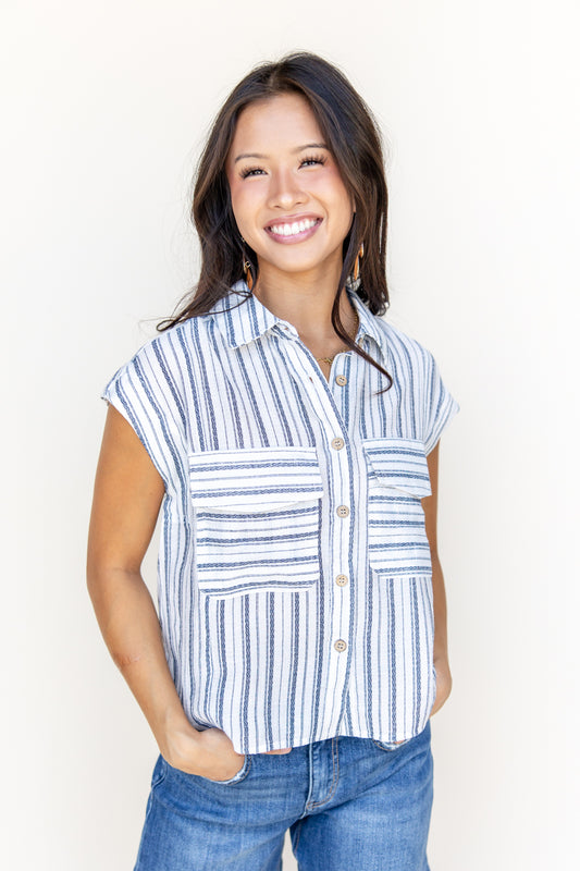 Calm Currents Button Down Top