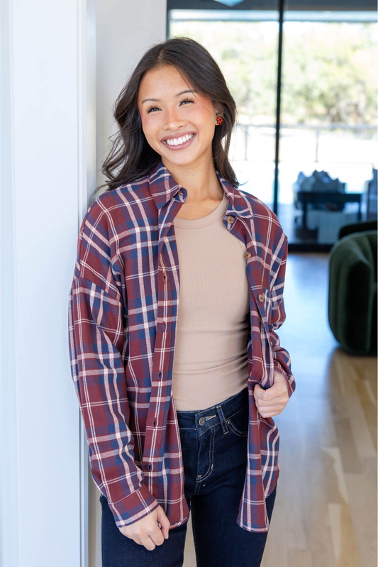 Pretty in Plaid Button Down Top
