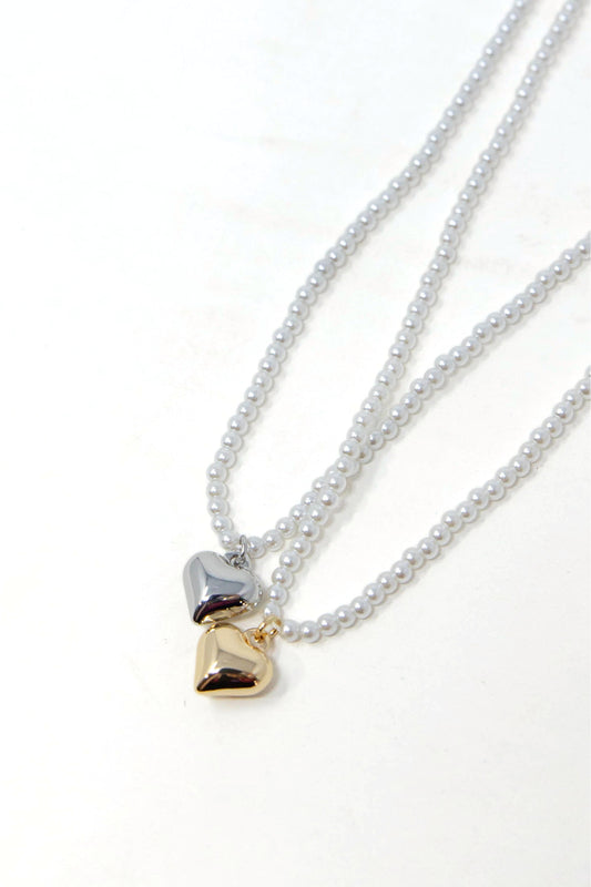Love Luster Faux Pearl & Heart Pendant Necklace