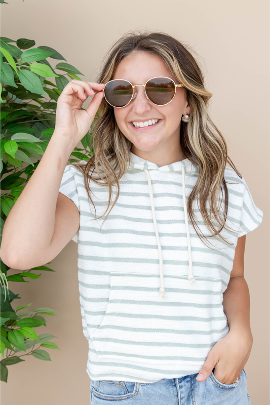 Sprinkle Of Stripes Short Sleeve Hoodie