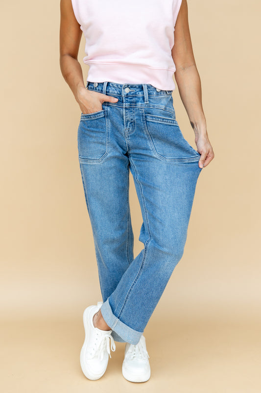 Keep It Sweet Adjustable Fit Wide Leg Jeans