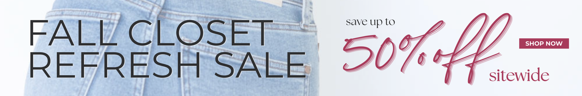Charming & Main Fall Closet Refresh Sale featuring women's fall clothing, cozy sweaters, tops, and seasonal styles with prices up to 50% off
