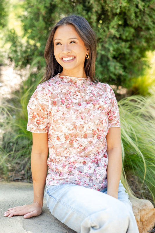 Make Your Mark Floral Sheer Top